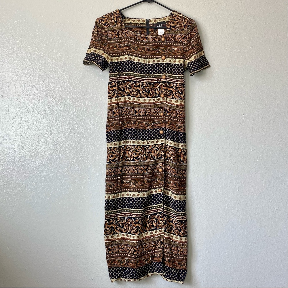 80s 90s earthy midi dress